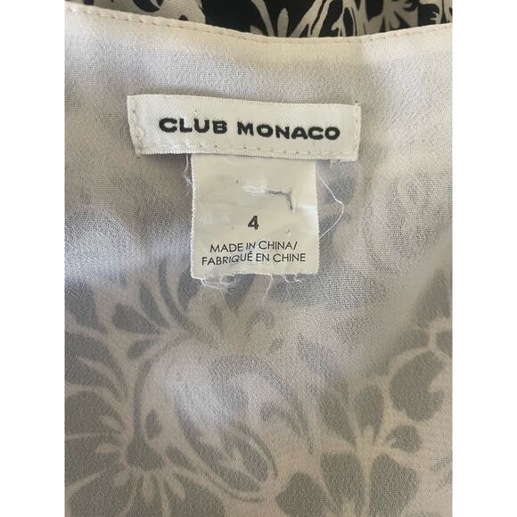 Club Monaco Silk Dress 4 Black White Whimsical Floral Fairy Boho Cottagecore‎ - Picture 2 of 12